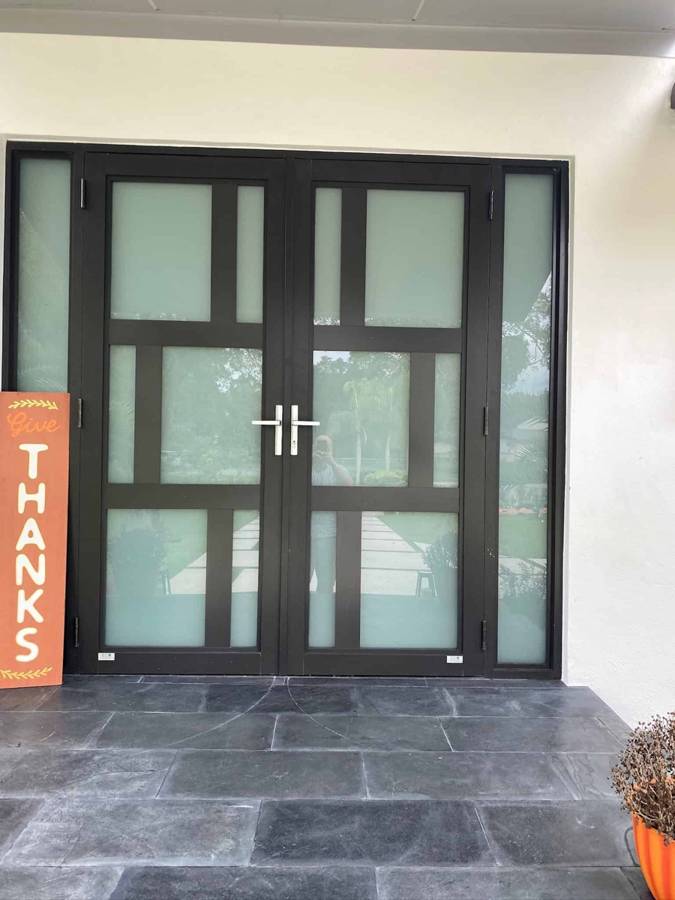 Double door with frosted glass